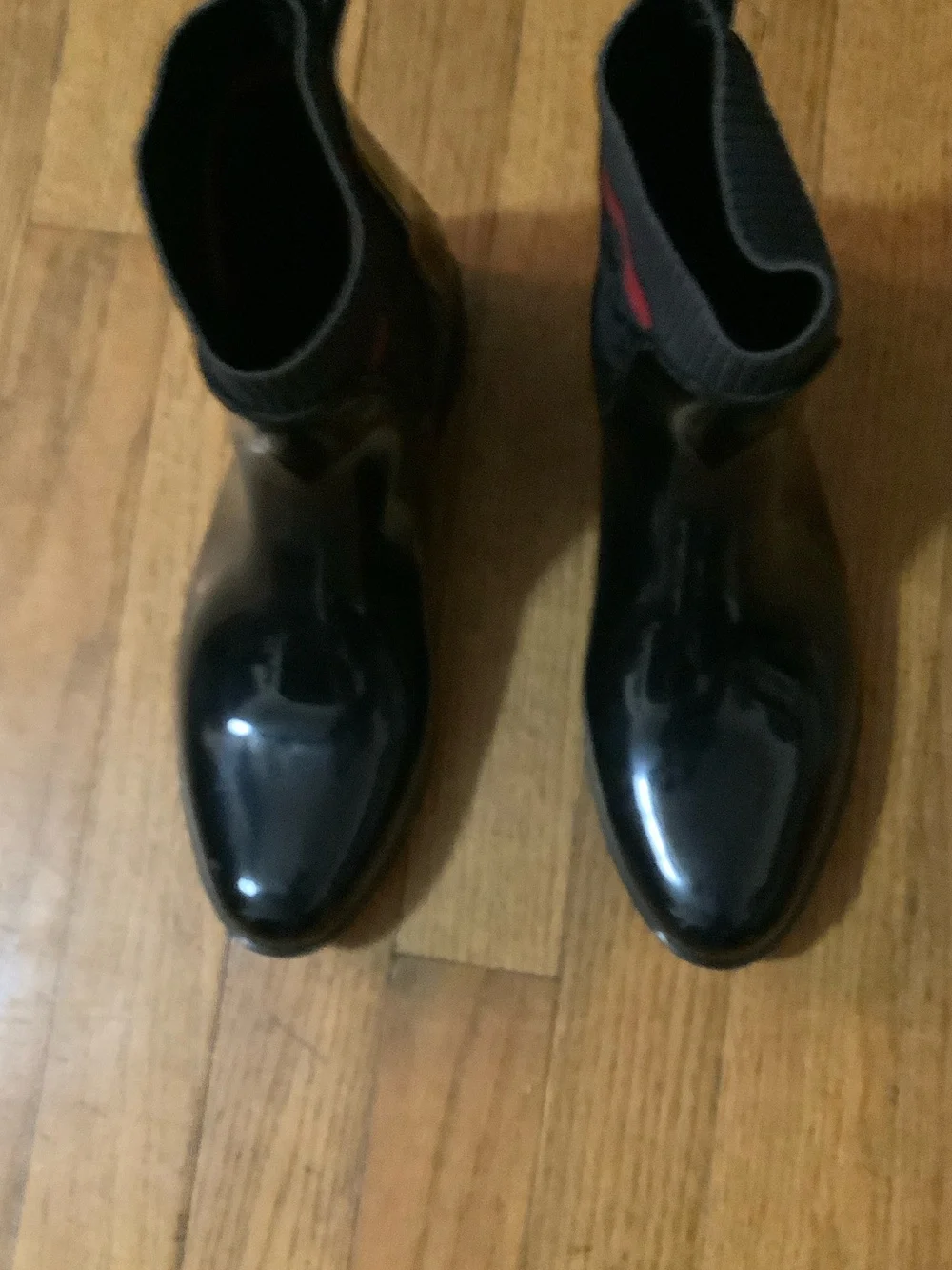 Coach Black Rain Boots with Red Accent